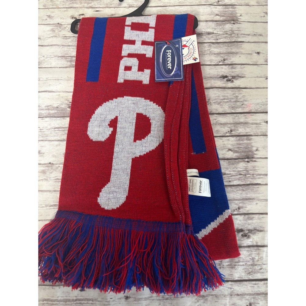 MLB Philadelphia Phillies Knit Scarf Forever Collectibles Red Blue White New